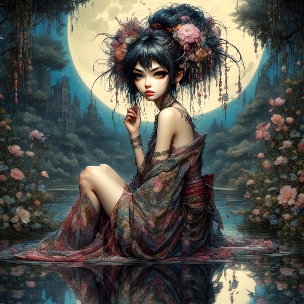 Stunning Punk Pixie at Moonlit Pond