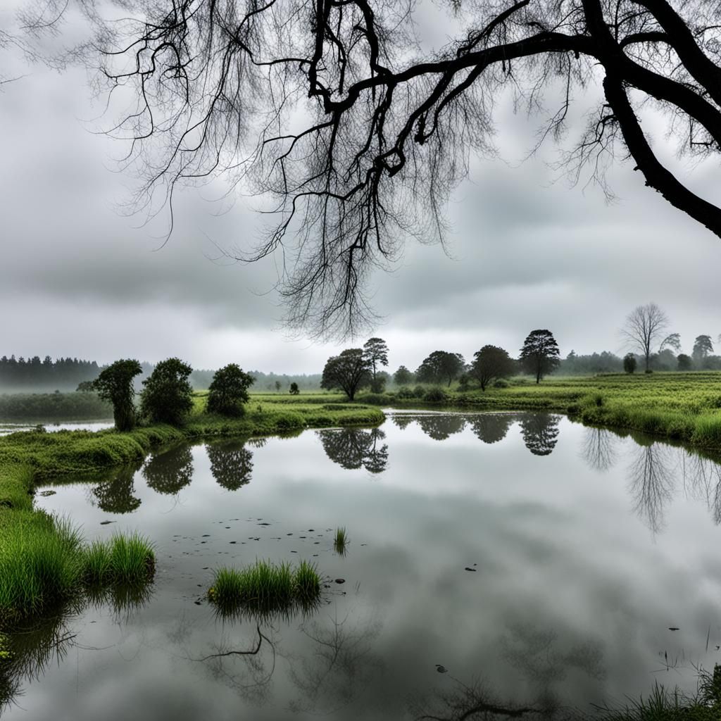 Murky Pond on a Cloudy Day