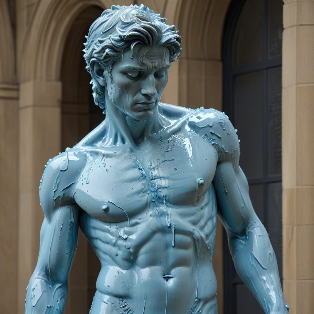 David in Vibrant Blue Impasto