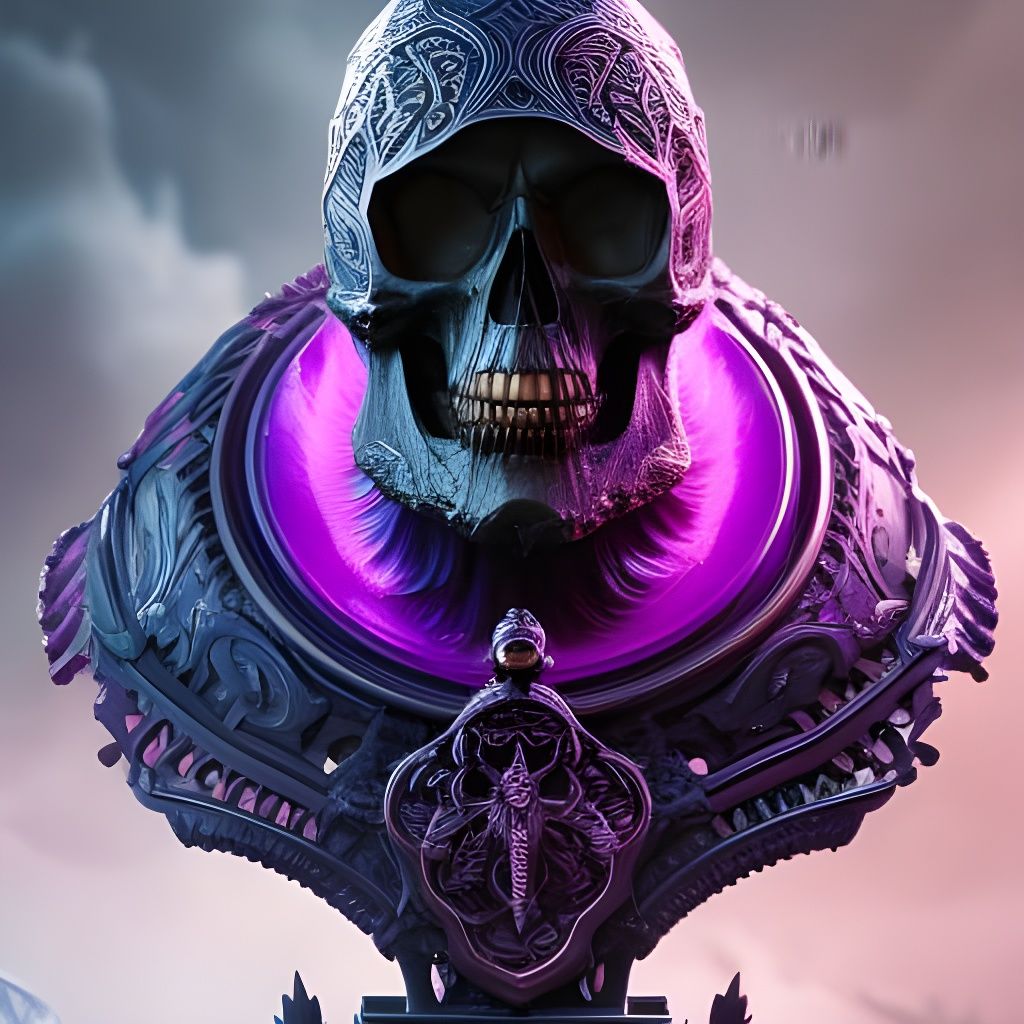 Hyperdetailed Skull with Purple Ichor and Cloak