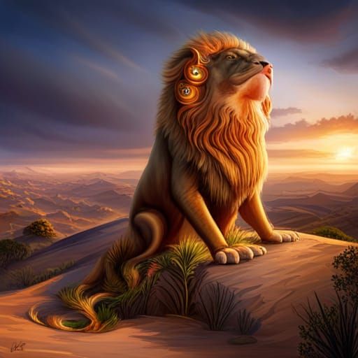 Yazhi Chimera: Lion, Elephant, and Snake in Dark Fantasy Art