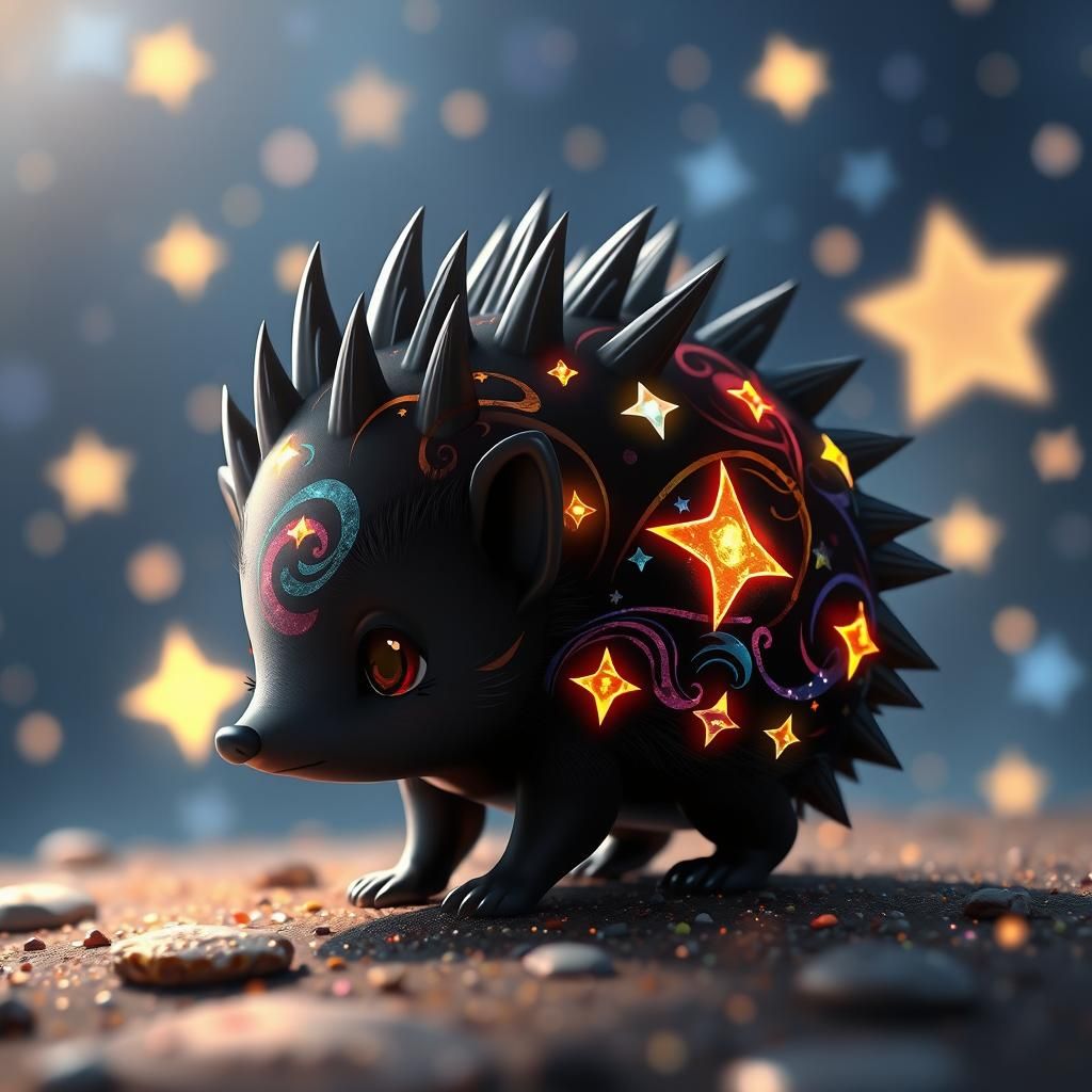 Starry Hedgehog in Anime Style