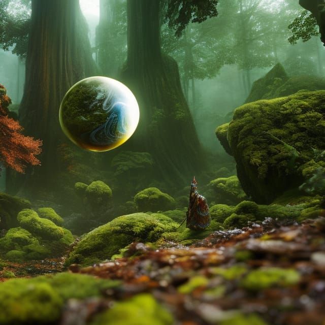 Wizard's Diamond Orb Staff: Hyperrealistic Fantasy Art