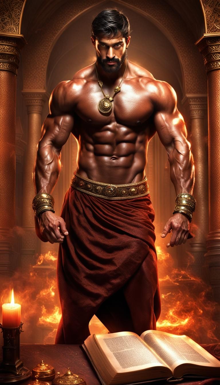 Photorealistic Male Genie Emerges from Book