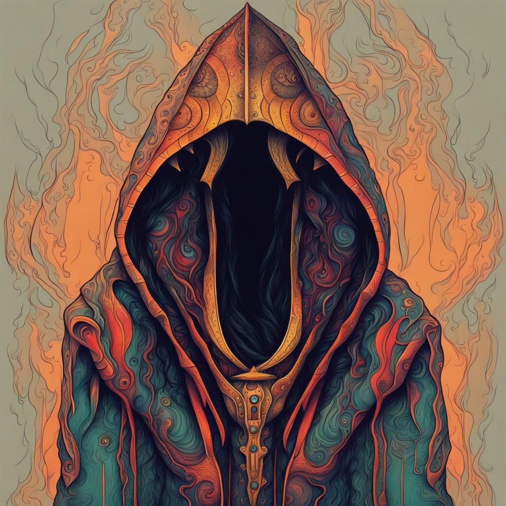 Hooded Alien Creature in Abstract Art Style