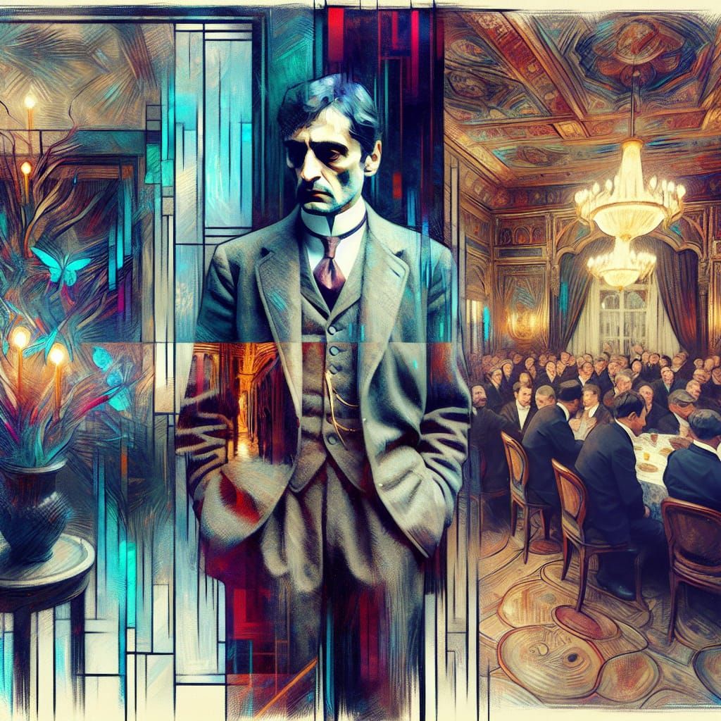 Man at Party Entrance: Anxious and Hesitant