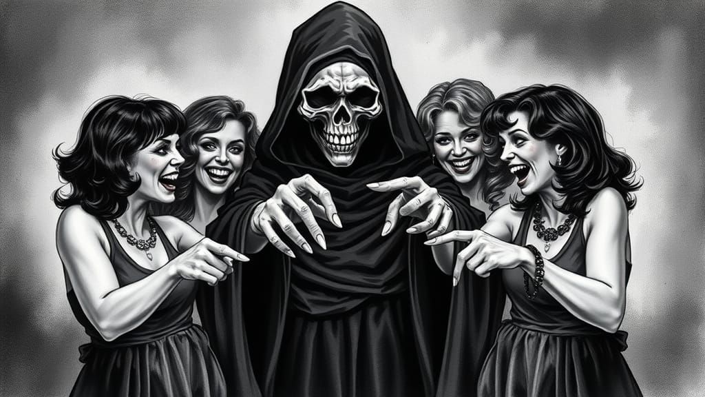 Grim Reaper Mocked in Robert Crumb Style