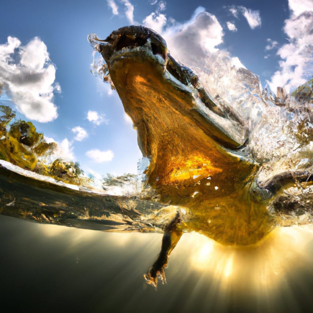 Underwater Crocodile in Hyperrealistic Style