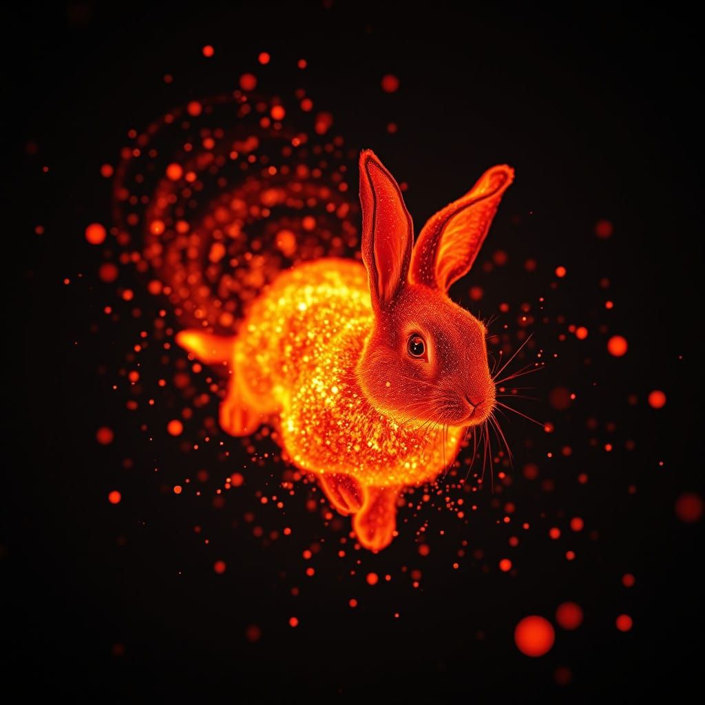 Ethereal Rabbit Emerges from Cosmos in Cinematic 35mm Style