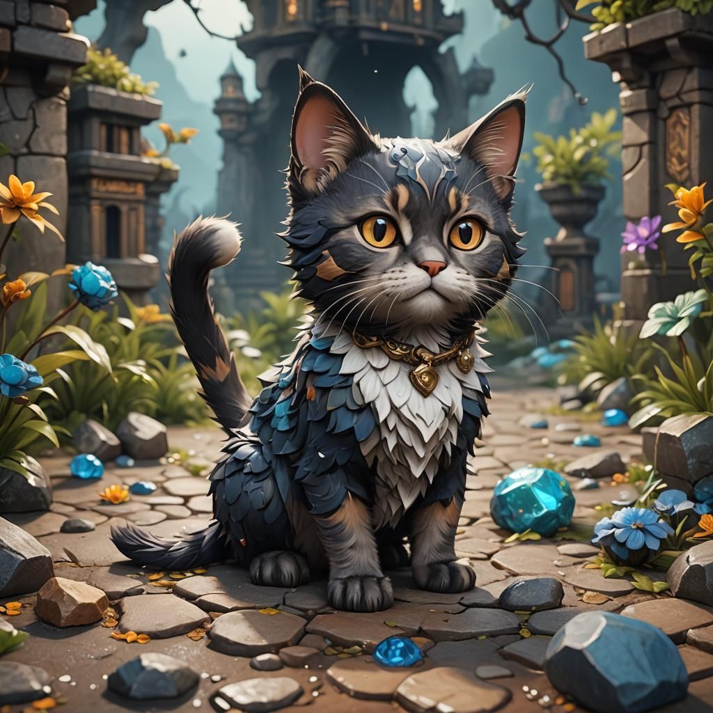 Chibi Cat Fantasy Concept Art