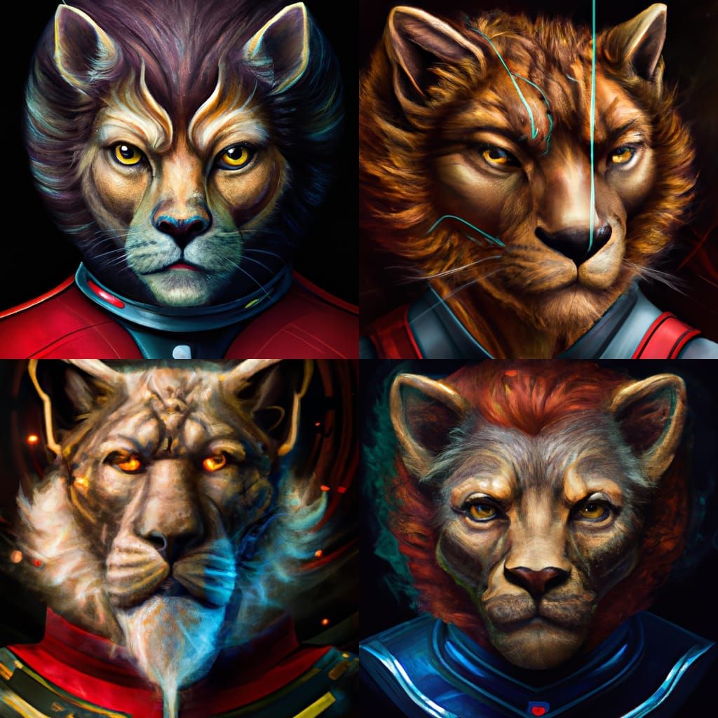 Elderly Lion Fursona in Star Trek Uniform