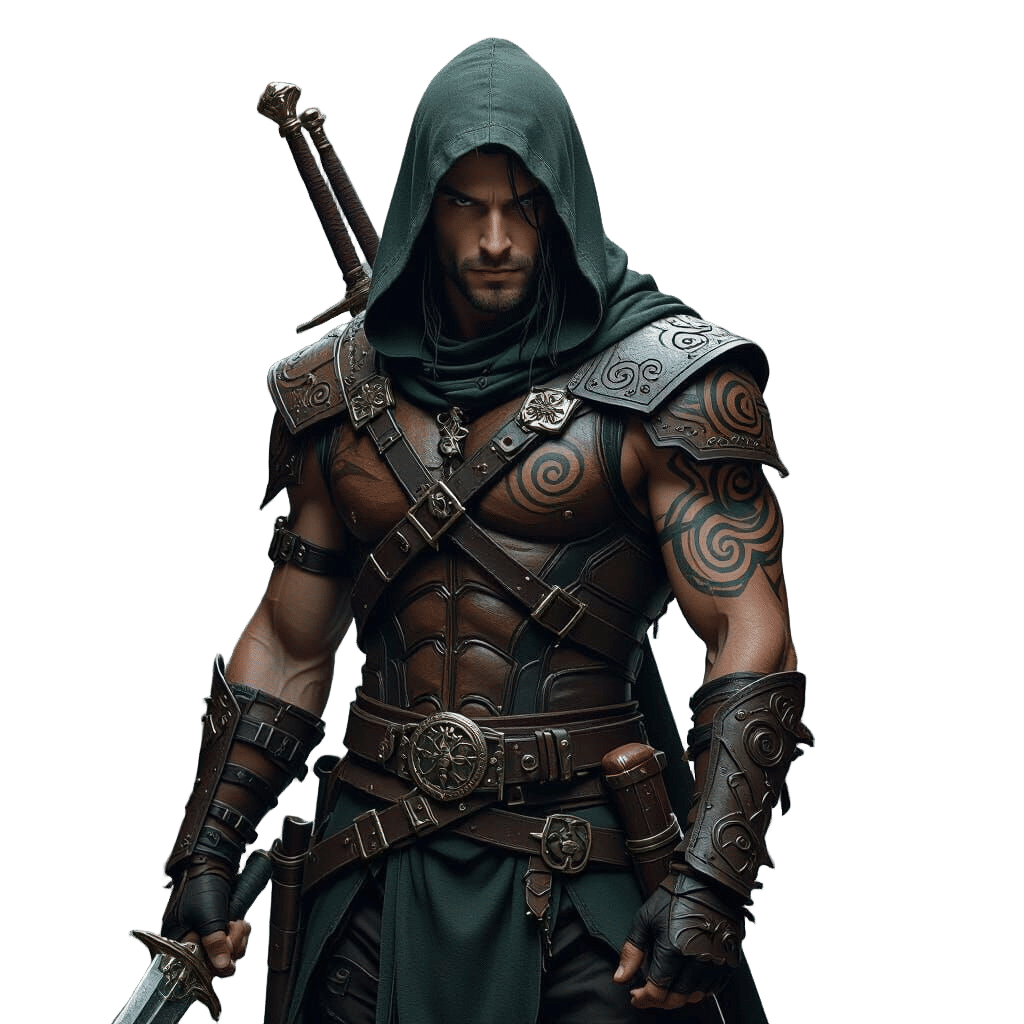 Wood Elf Bounty Hunter in Dark Fantasy Style