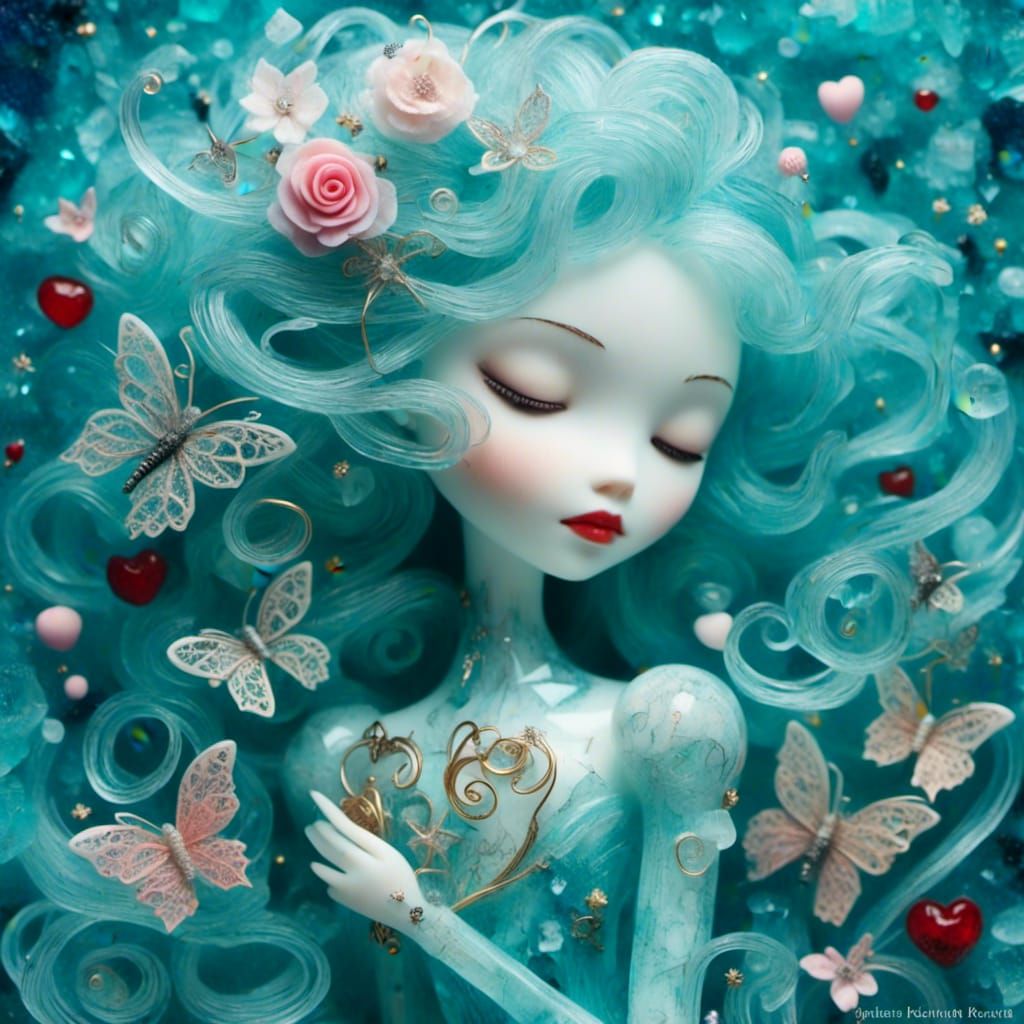 Cyborg Valentine in Pastel Watercolor Style