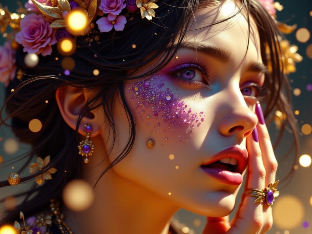 Ethereal Moment of Contemplation in Vibrant Golden Hues