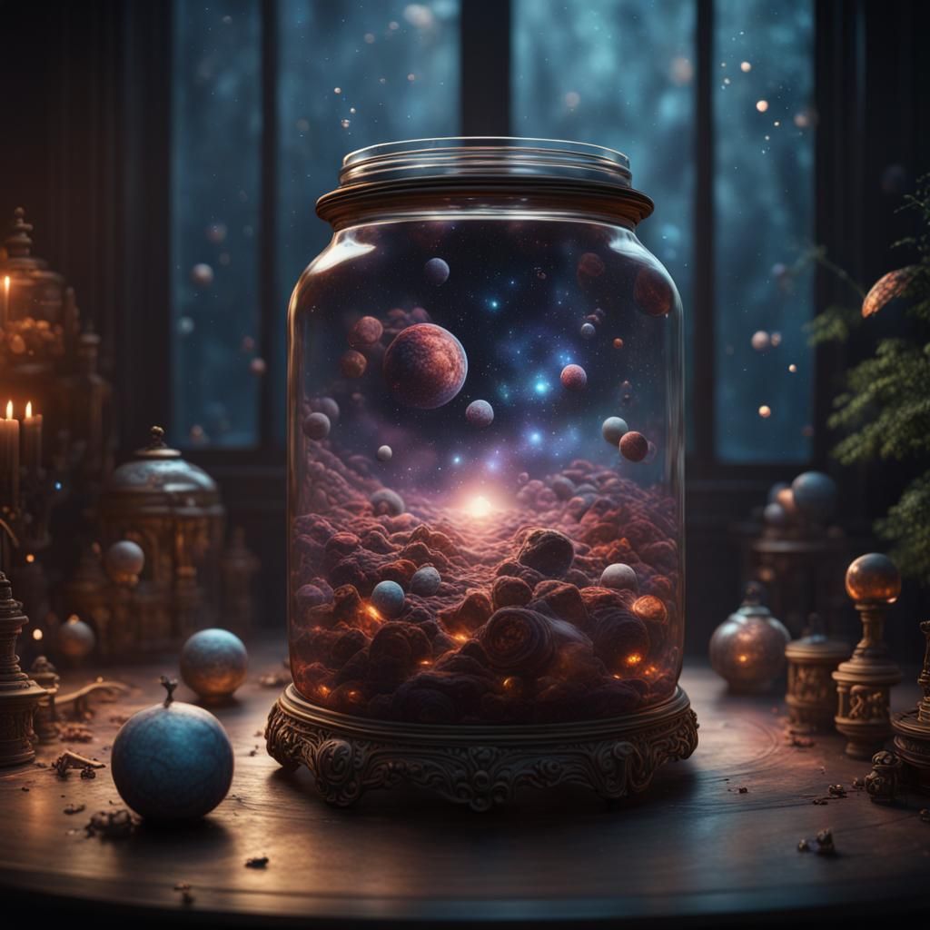 Universe Trapped in Jar: Detailed Matte Painting