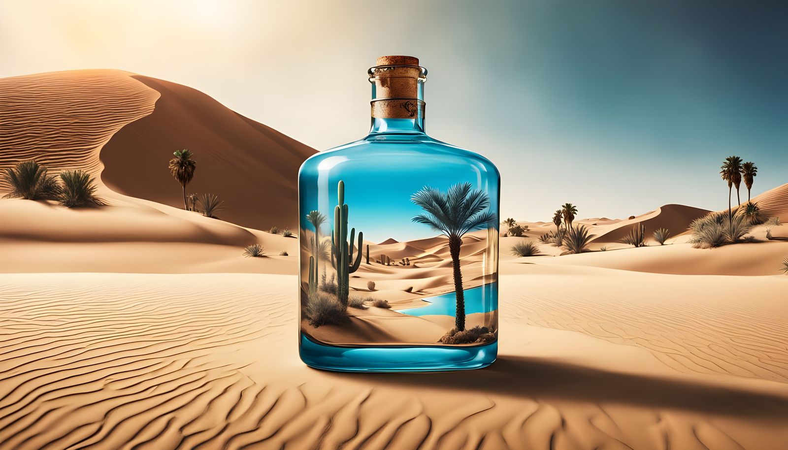 Surreal Desert Oasis in Painterly Style