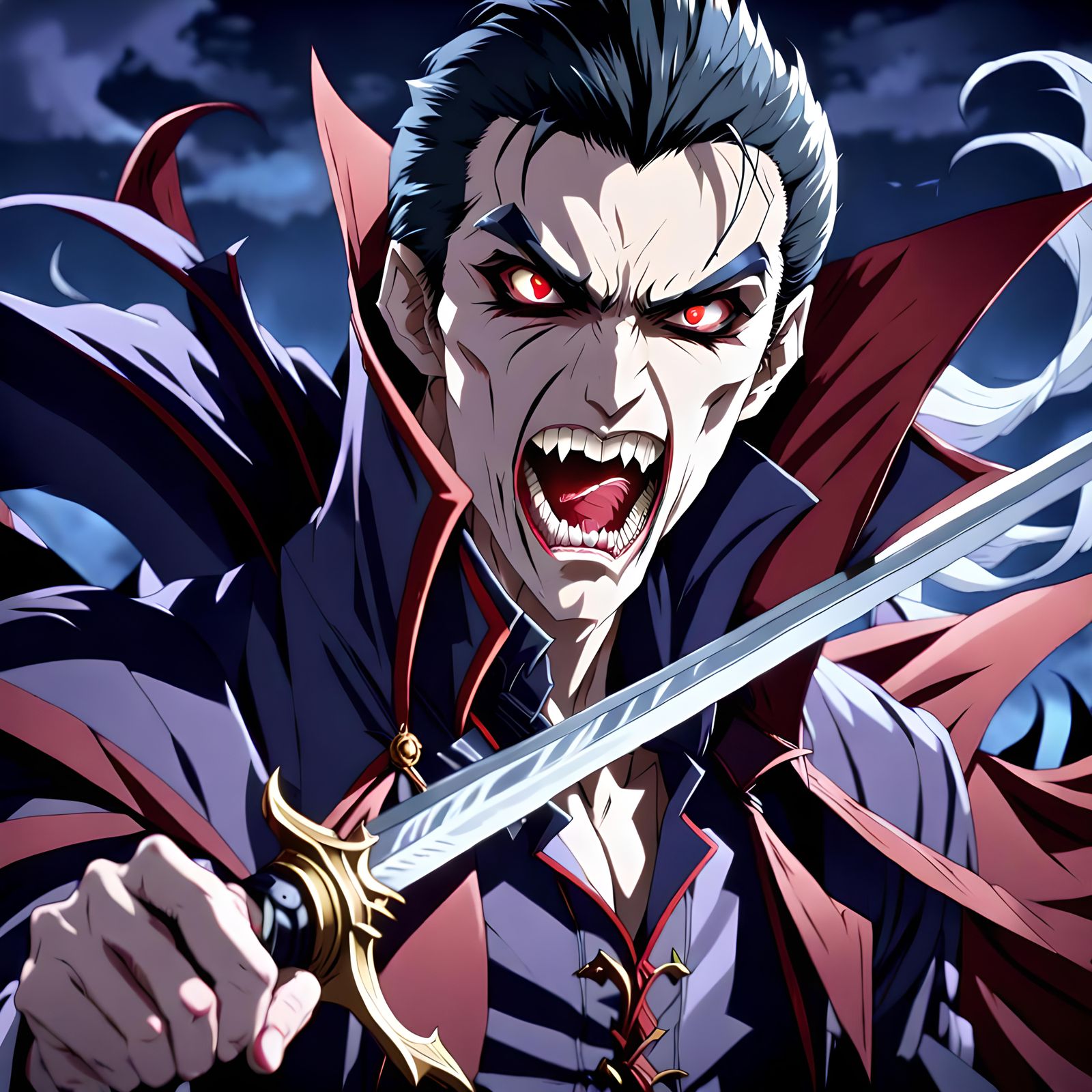 The Anime Vampire, Count Magnus Lee, fights Vampire Hunter D to the death.