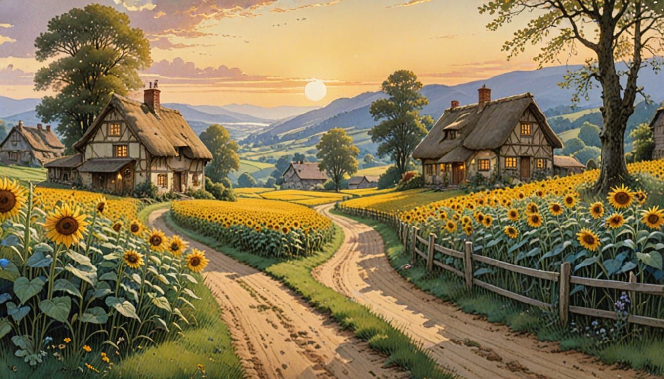 Night in Wallachian Village: Storybook Illustration