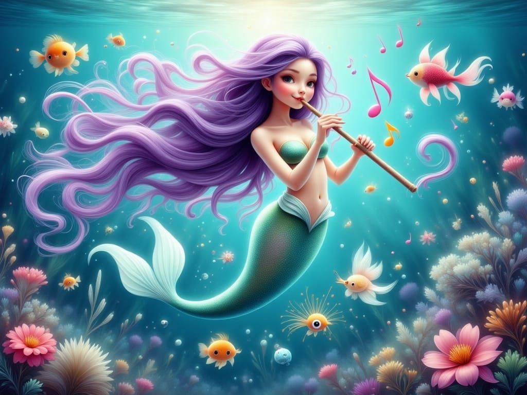 Whimsical Mermaid Serenade Beneath the Ocean