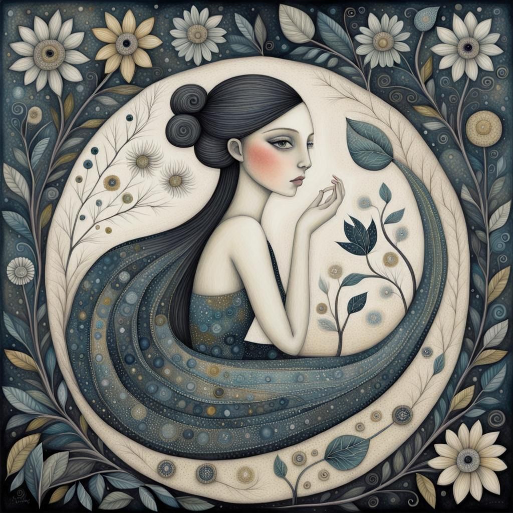 Art Brut Portrait of a Beautiful Girl