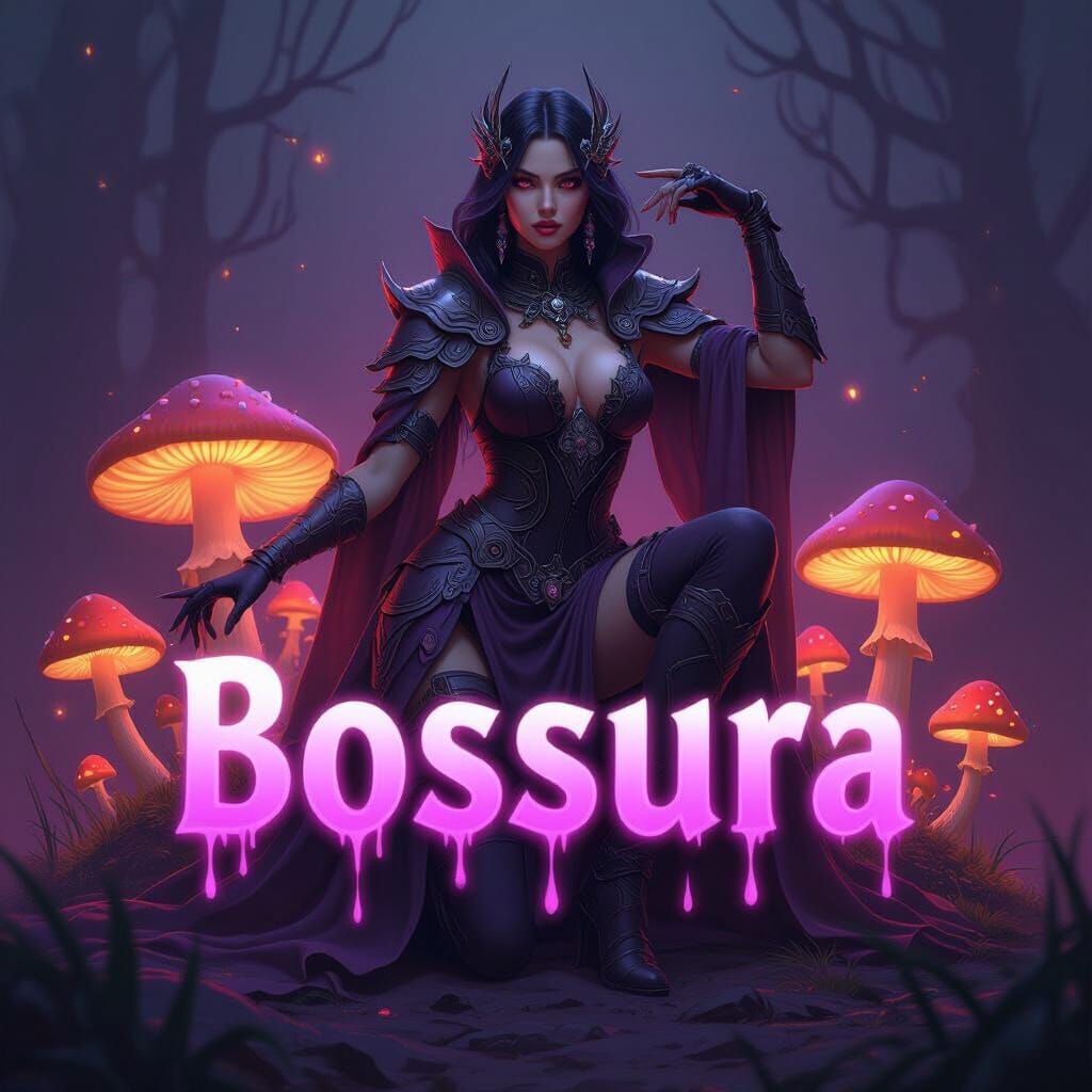 Heroic Woman in Dripping Font Fantasy Art