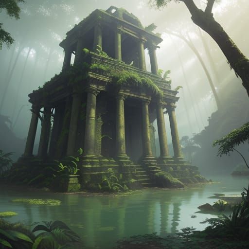 Jungle Ruins: Ancient Civilization in Golden Hour Light