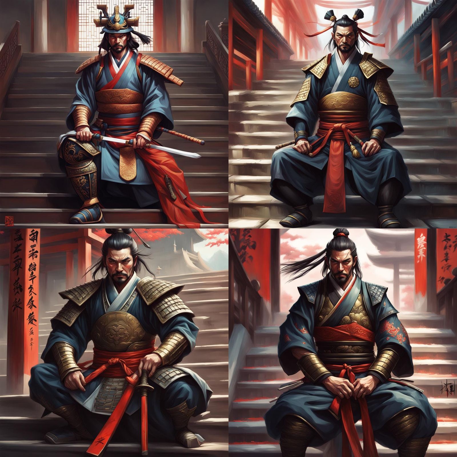 Samurai Emperor's Descent: Digital Art by Artgerm