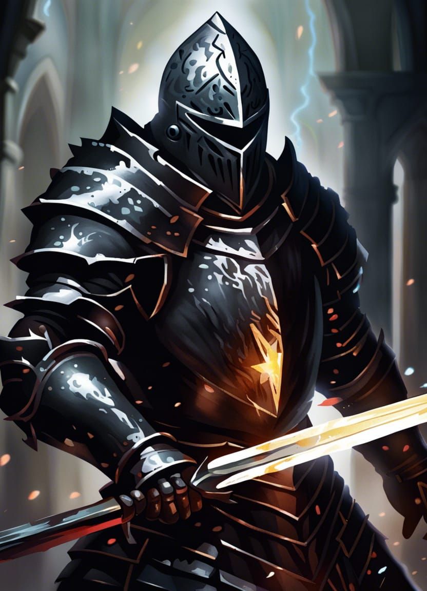 Human Knight with Magic Sword Card Art