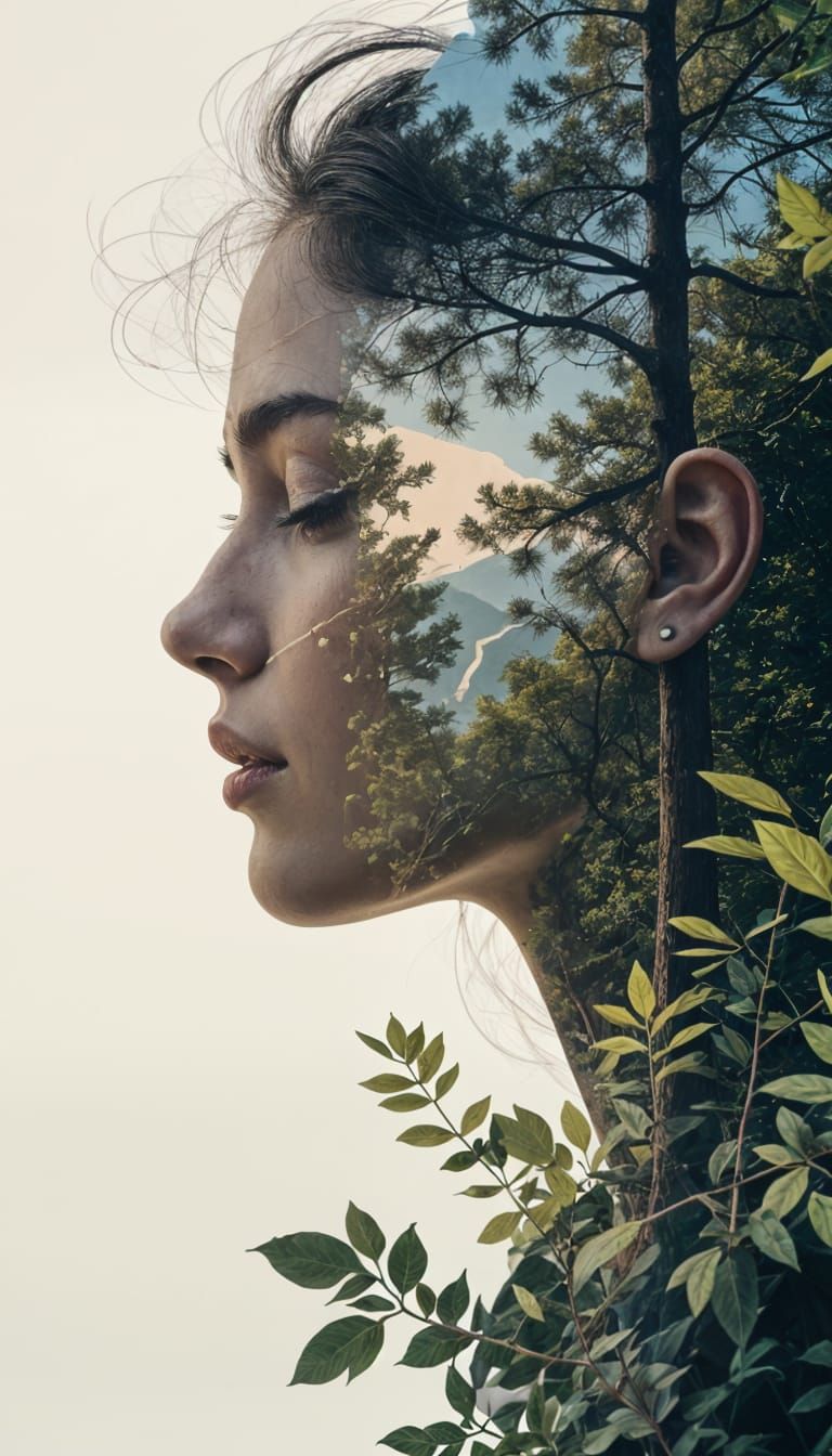 Striated Mixed Media Collage of Nature in 8K