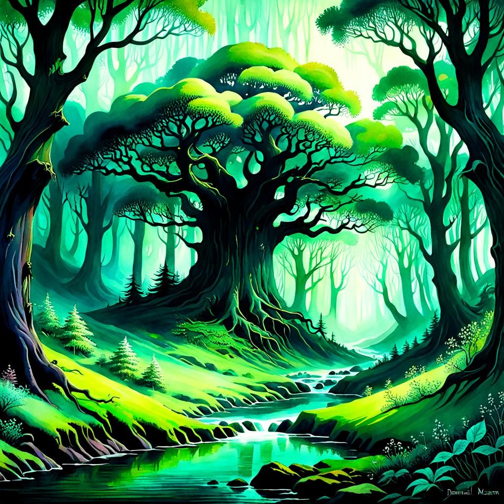 Eldritch Forest in Watercolor Style