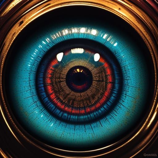 Surreal Giant Face with Golden Accents