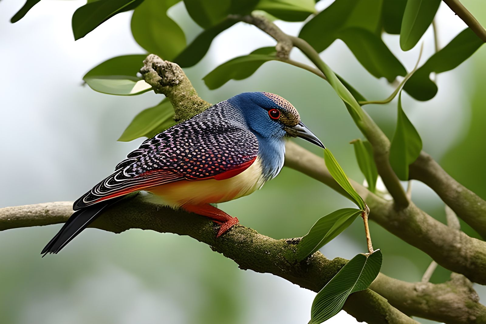 Cockatiels Swarming a Fruit Tree: Hyperrealistic Oil Paintin...