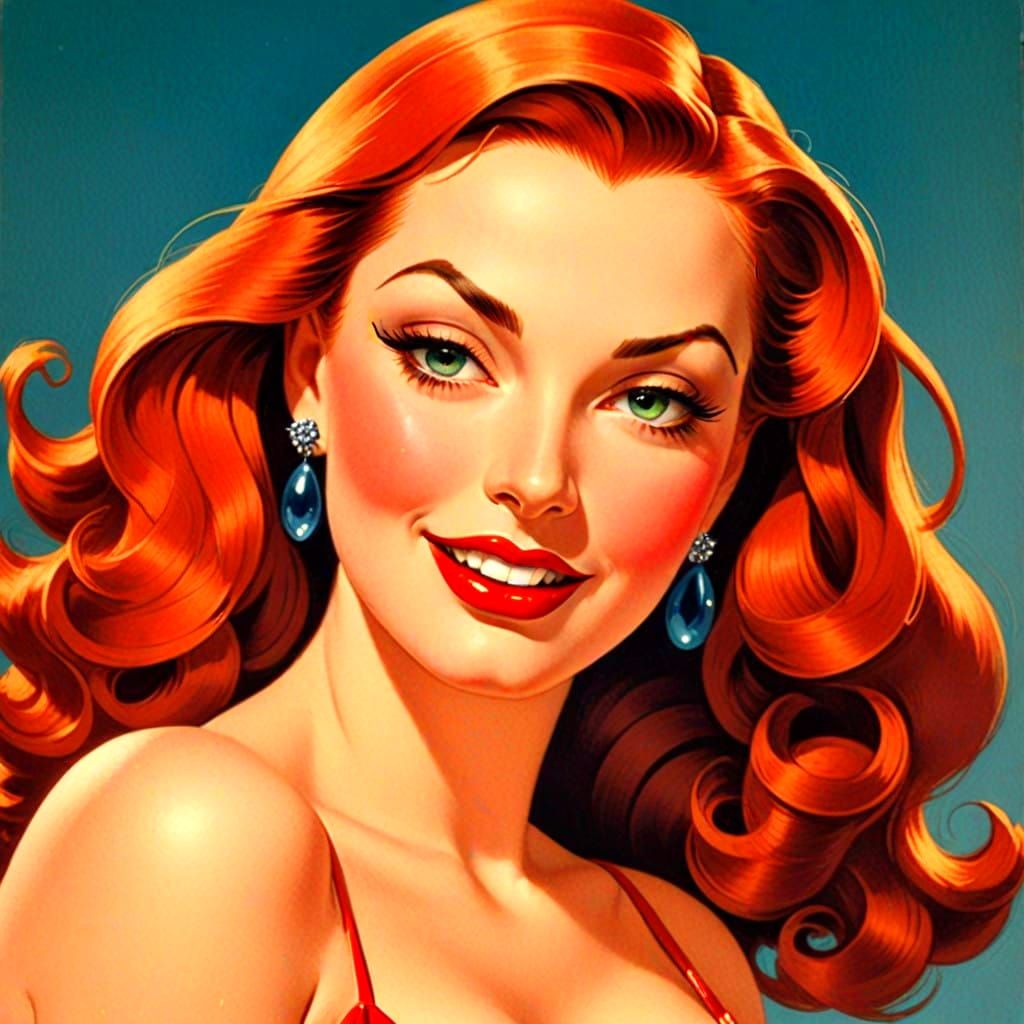 Sultry Jessica Rabbit Face in Vibrant Pin-Up Style