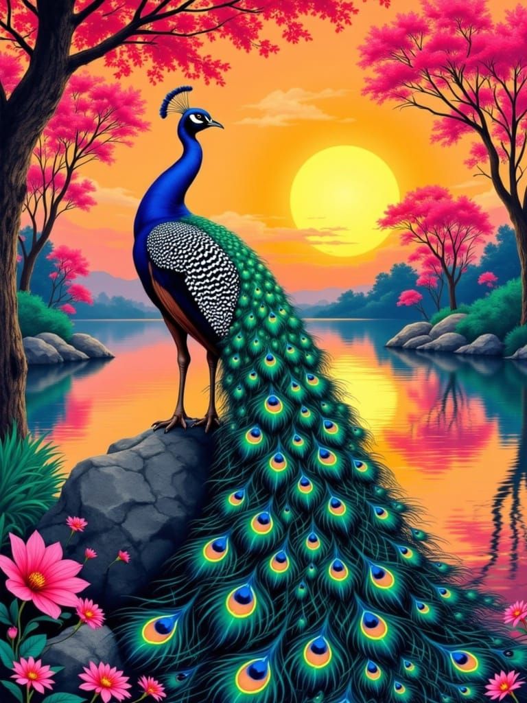 Psychedelic Peacock Sunrise