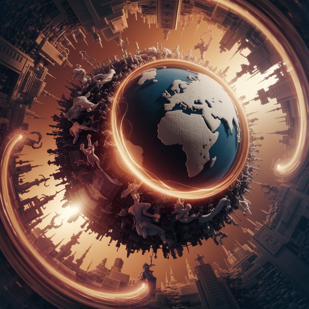 Ethereal Time Vortex: Ancient Ruins and Futuristic Wonders i...