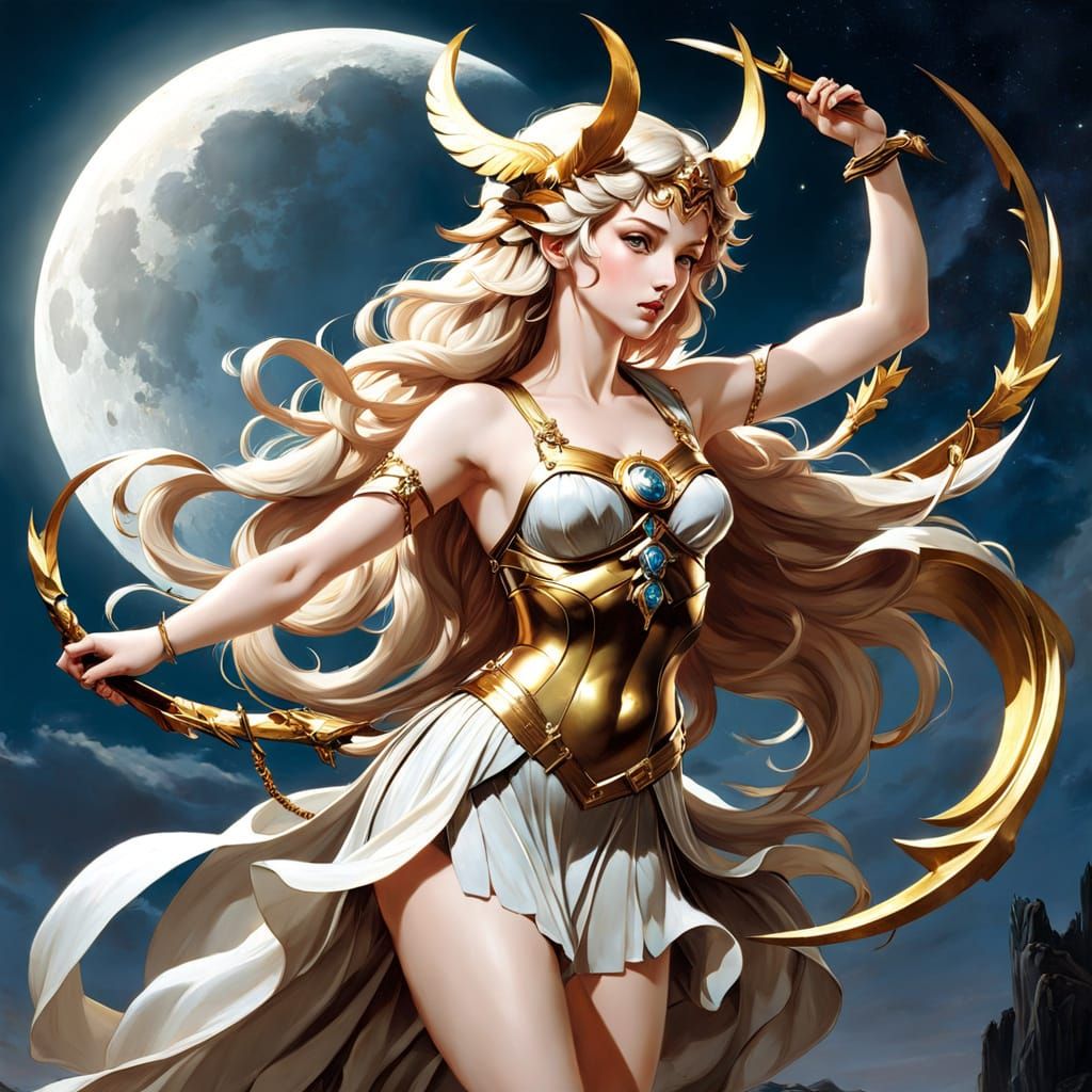 Goddess of the Moon in Elegant Renaissance Style