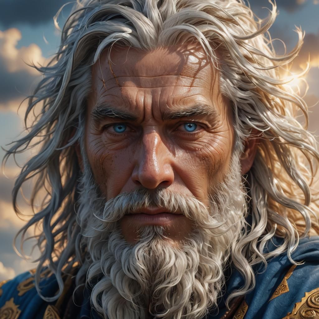 Hyperrealistic Sun God Portrait in Ornate Fresco Style