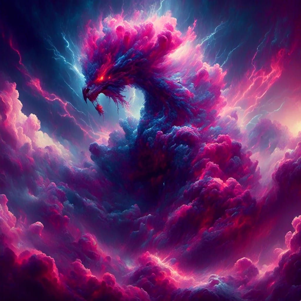 Giant Evil Cloud Peacock in Ferocious Storm