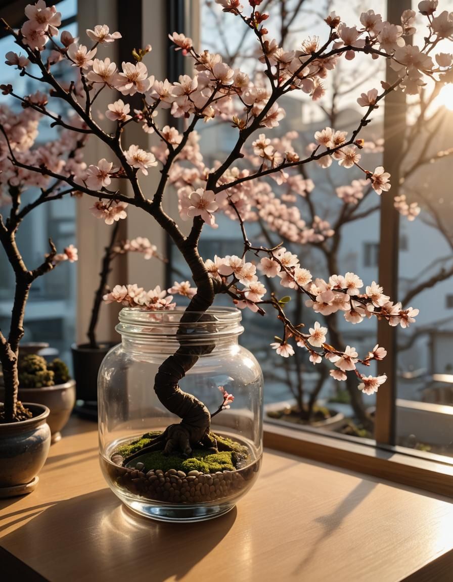 Bonsai with Googly Eyes at Golden Hour