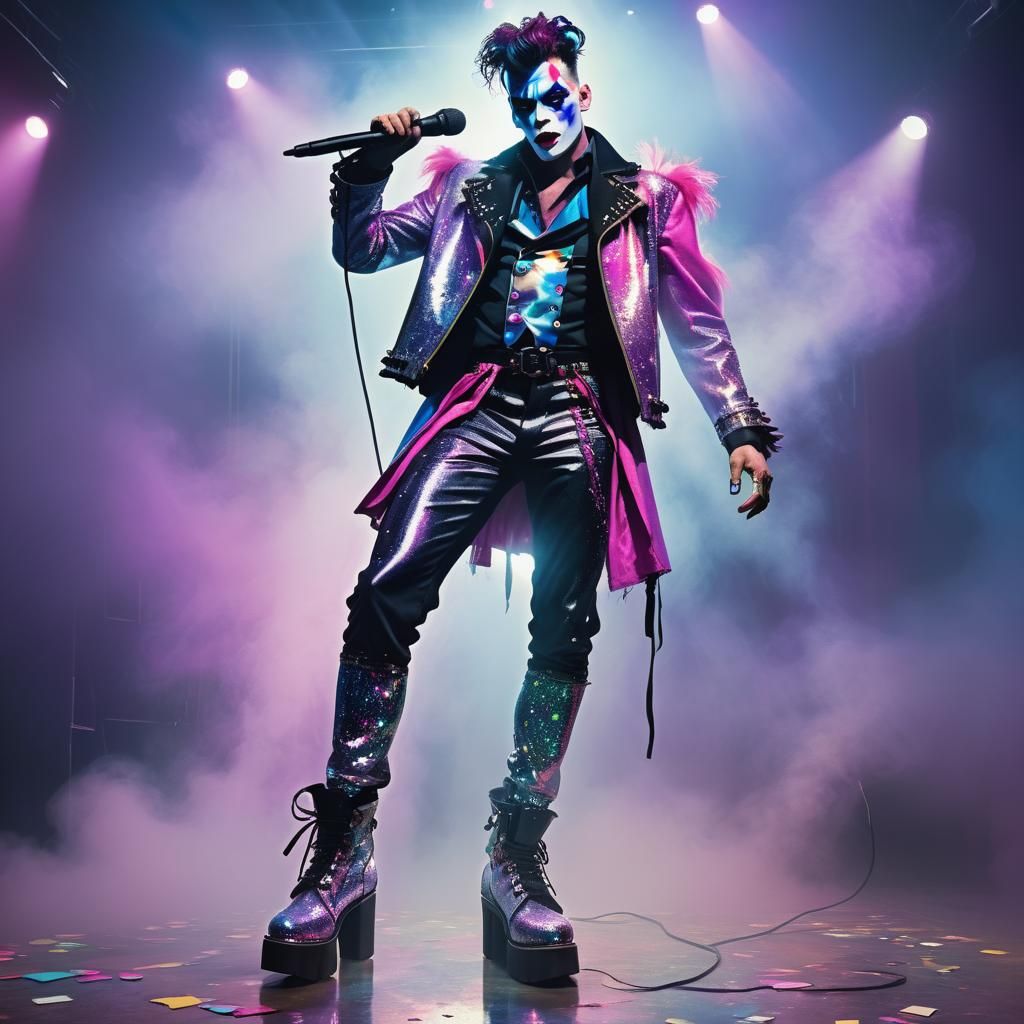 Glam Rock Star Unleashes High-Energy Performance in Vibrant...