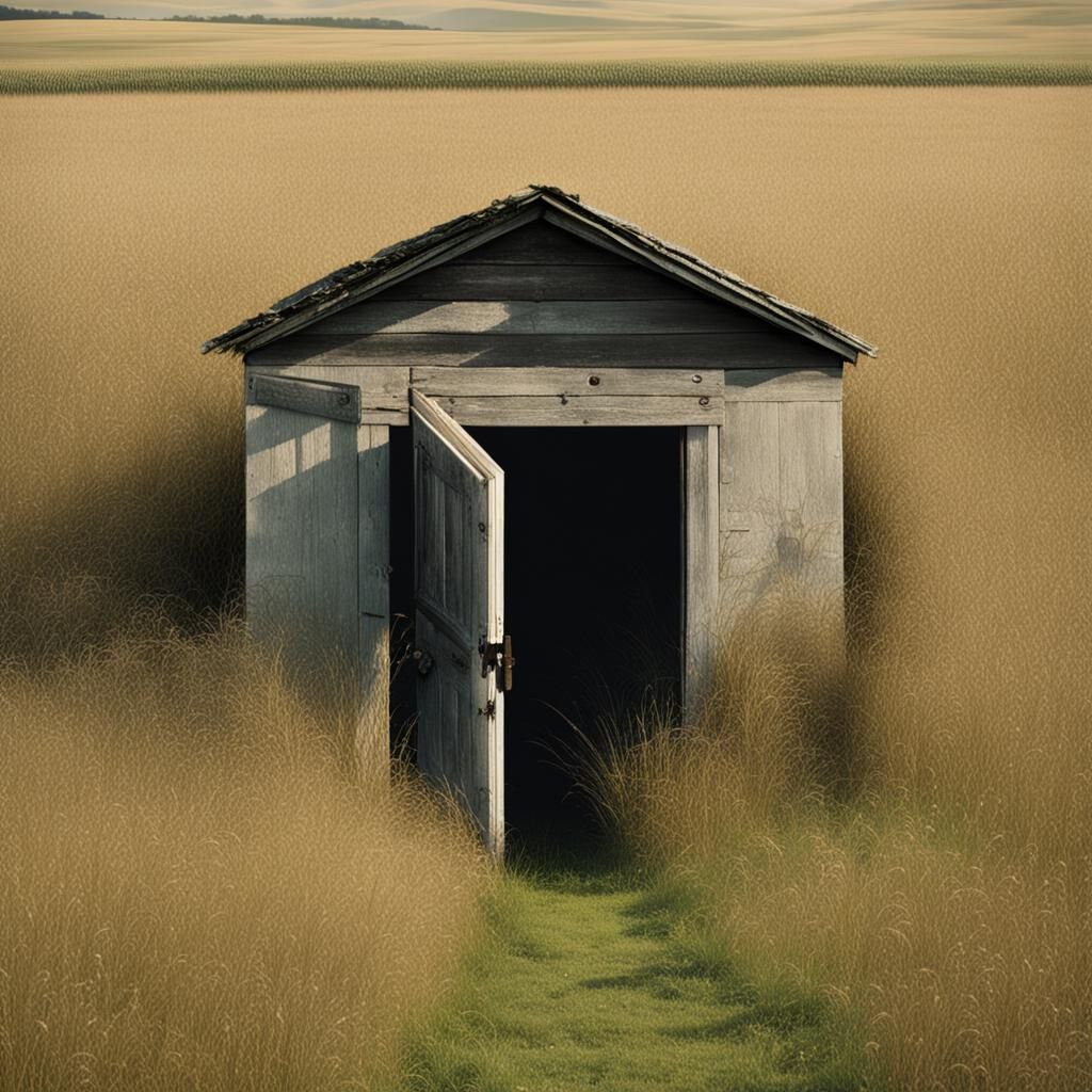 Mysterious Doorway in a Field: Surreal Scene