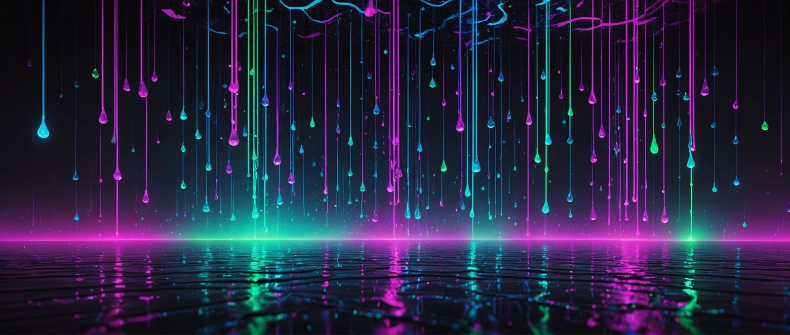 Vivid Neon Dreamscape Digital Painting