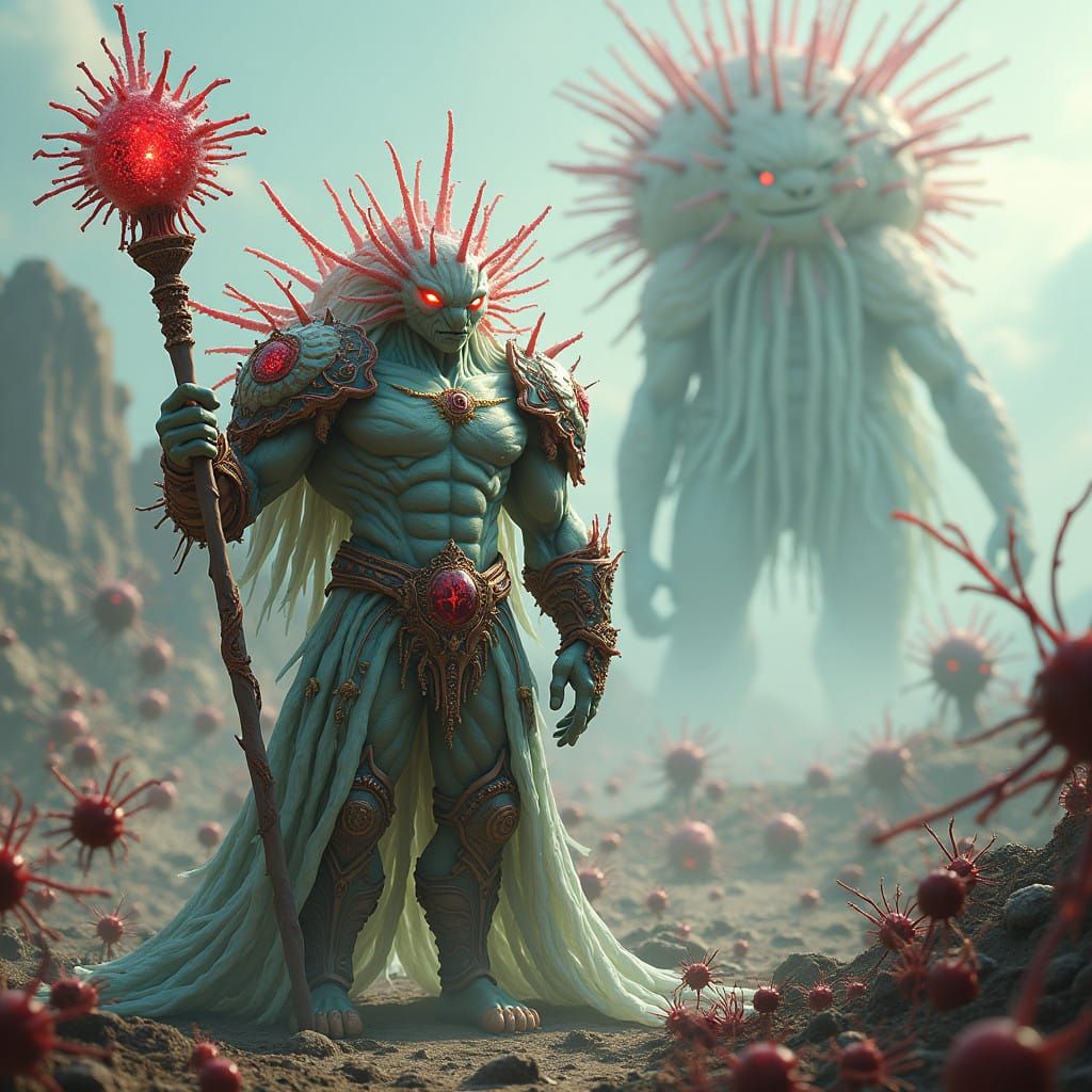 Mighty Microbial Warrior in Ruby Armor Shines with Ethereal....