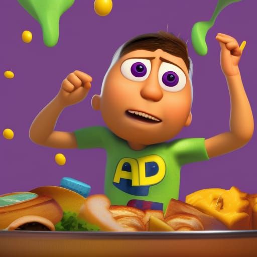 Breakfast Man: 3D Digital Art in Pixar Style