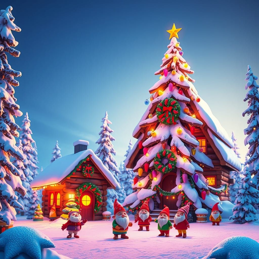 Whimsical New Year's Wonderland in Snowy Forest