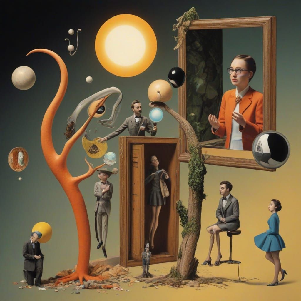 Surrealist MEMS contranyms existential angstalicious omnipresent 3D urbexcited collage