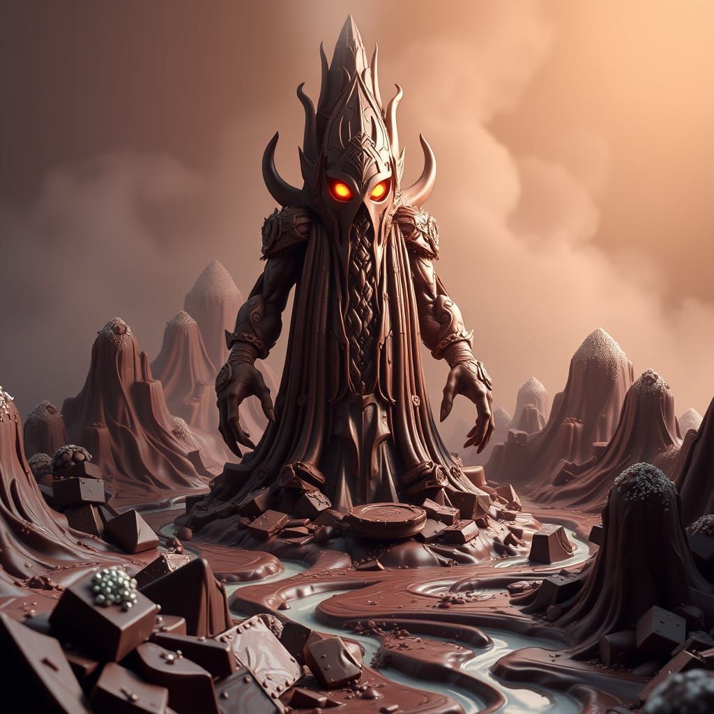 Towering Chocolate Golem in a Candy Land