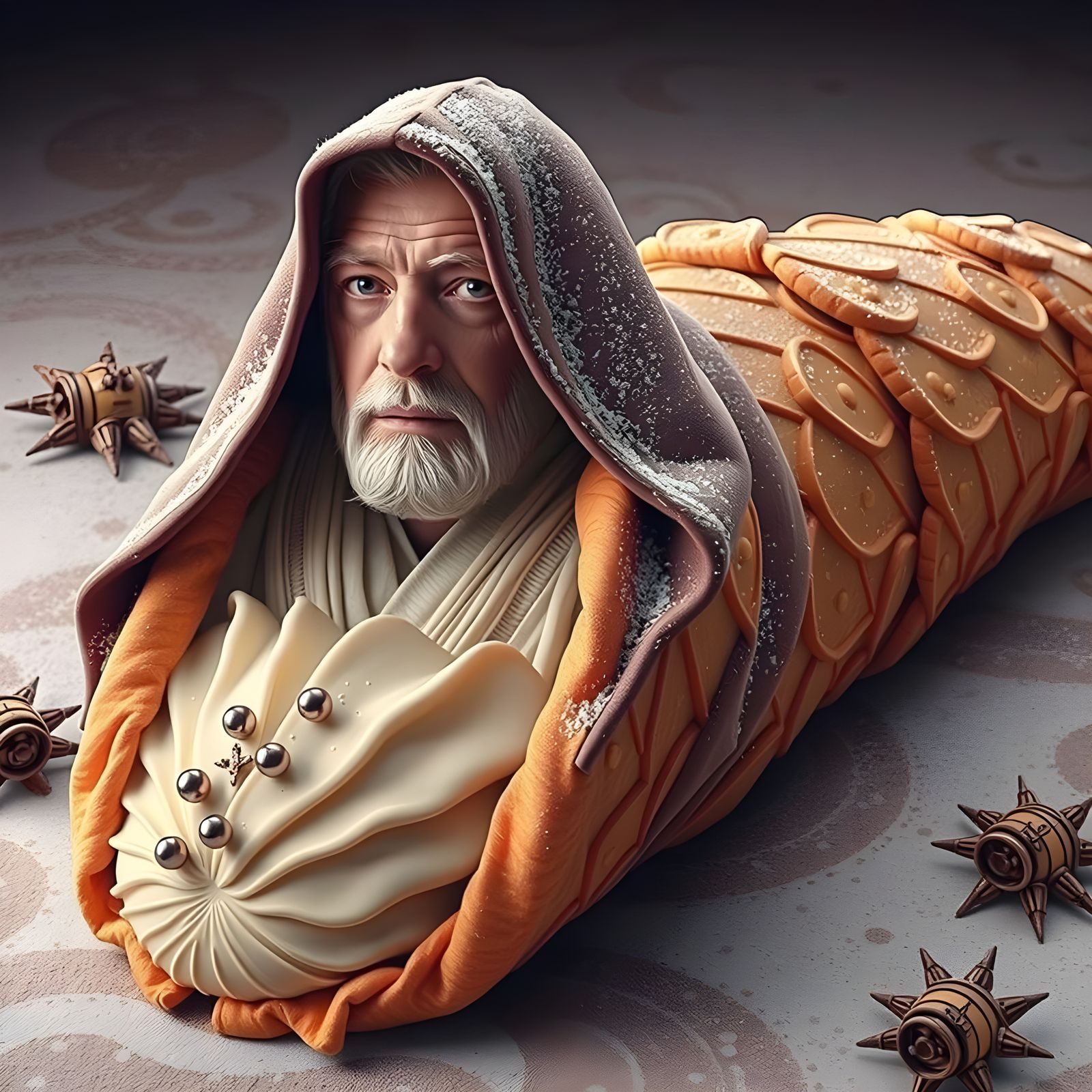 Jedi Knight Holding Cannoli Digital Painting