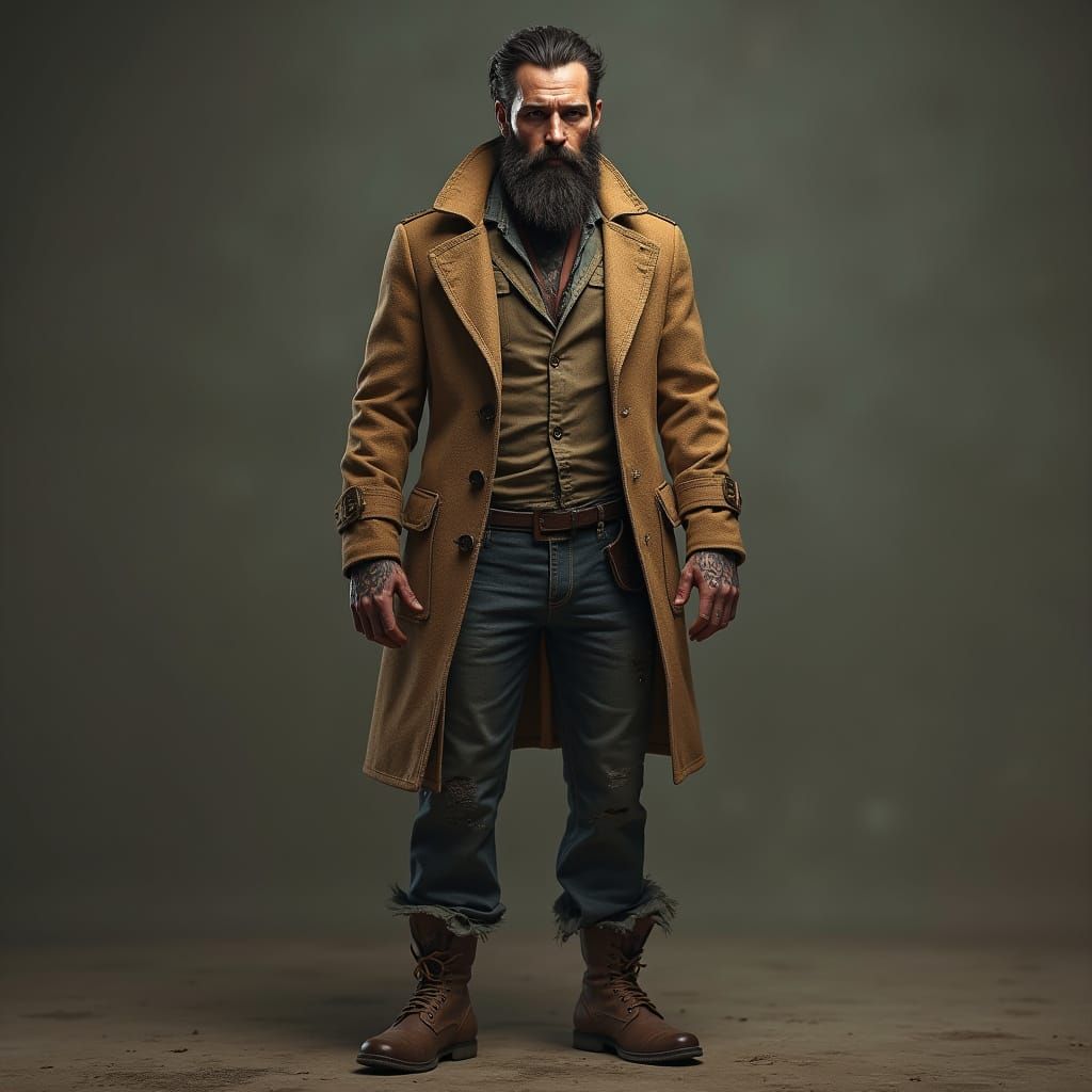 Gritty Adventurer in Tweed Blazer and Jeans