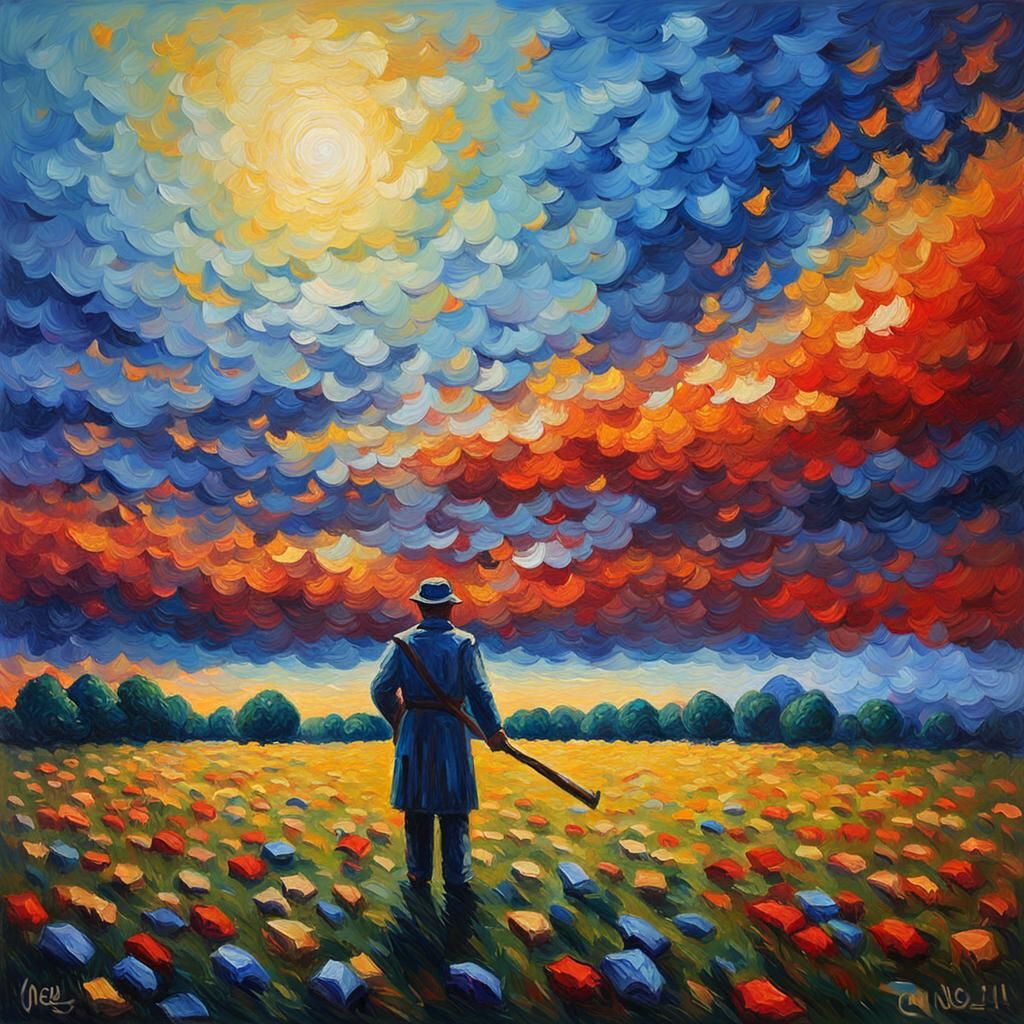 Vast Army of the Lord: Neo-Impressionist Oil Painting